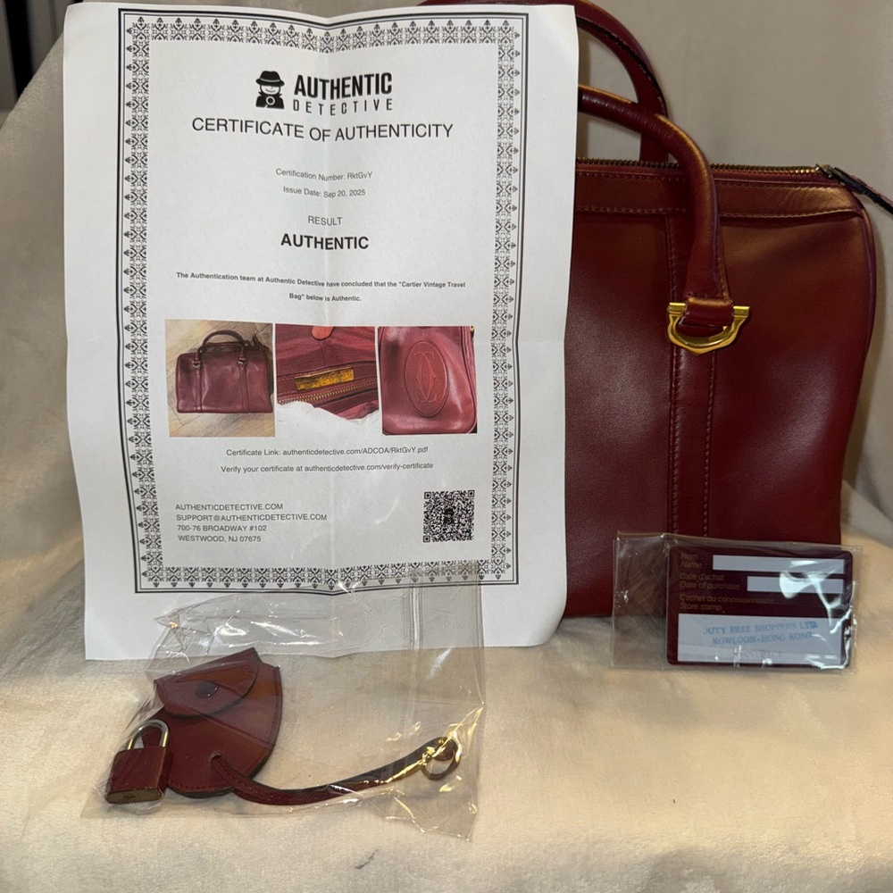 Cartier Elegant Burgundy Leather Handbag COA - Picture 15 of 15